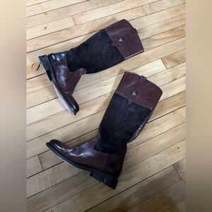 Frye women’s Jayden knee high riding boots brown leather button equestrian‎